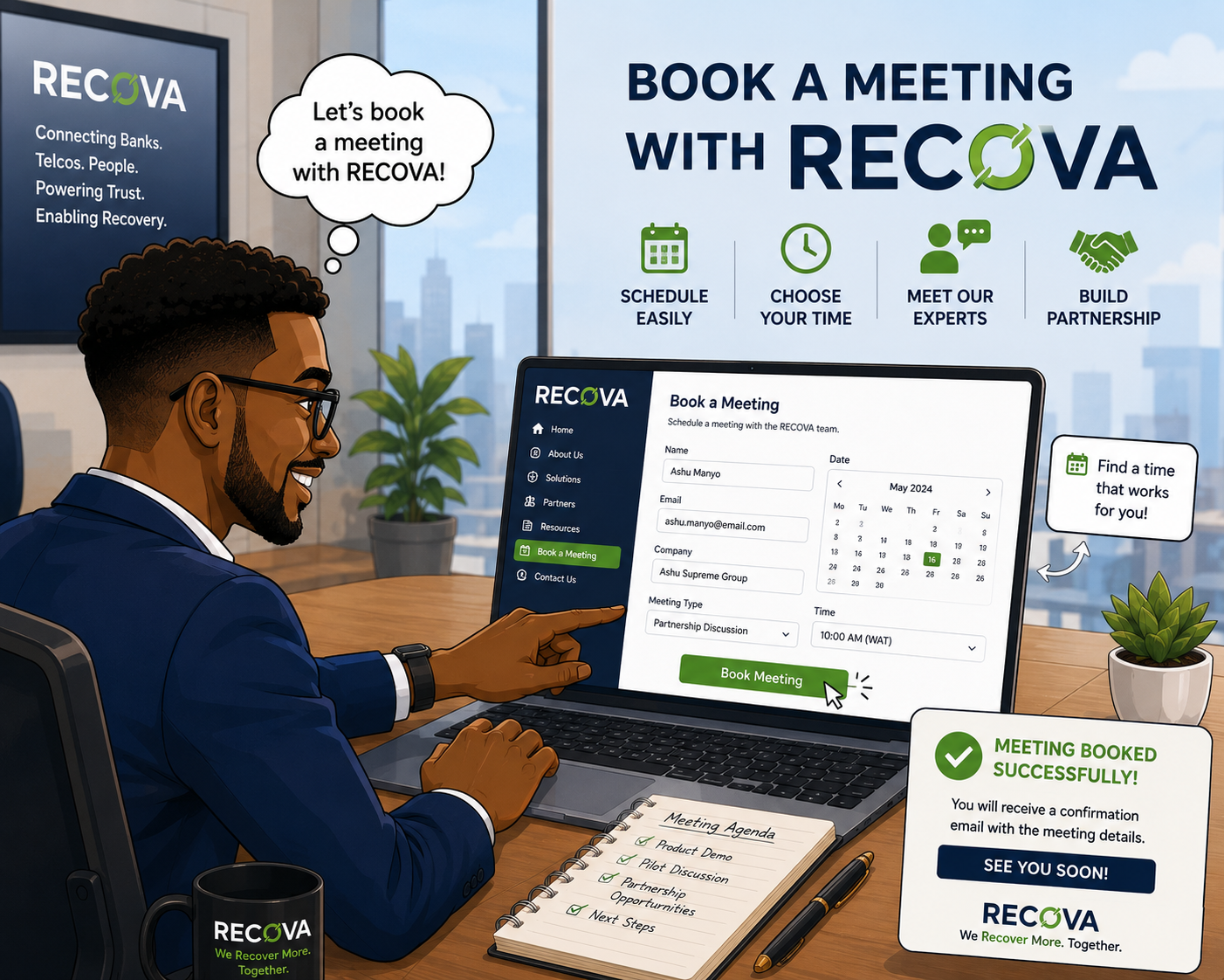 BOOKING A MEETING WITH RECOVA
